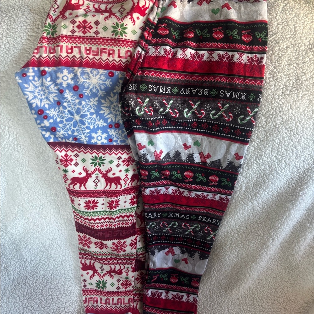 No Boundaries Festive Holiday Leggings - Red, Green, Blue